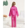 DIPUG Girls Satin Pajamas Long Sleeve Sleepwear Set Silky Feel