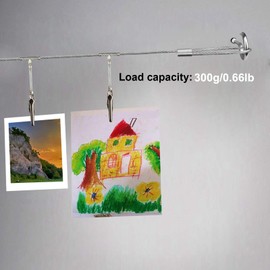 MOUNTAIN_ARK 6 Pack 5 ft Steel Wall Hanging Photo Display Cable Wire Rod String with 12PCS Clips, Picture Holders for Kids Crafts, Notes