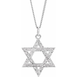 Sonia Jewels Solid 925 Sterling Silver 25.25x22.75mm Star of David Charm Pendant Chain Necklace 18" (25mm x 22mm)