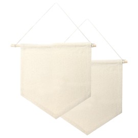 2Pcs Blank Wall Canvas Banner Decorative DIY Plaque Blank Wall Display Banner Wall Hanging Brooch for Display Badge Buttons Indoors Wedding Classroom Graduation DIY