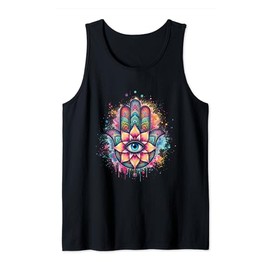 Hamsa hand protection symbol Art, lucky charm all seeing eye Tank Top