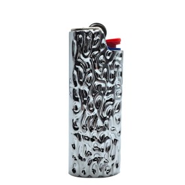 Lucklybestseller Metal Lighter Case Cover Holder Water Ripple Engraving for BIC Full Size Lighter J6 (Silver)