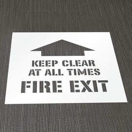 Keep Clear at All Times Fire Exit Stencil 24" Aisles and Walkways Marking .060 Thick Easy to Clean One Piece USA Made Reusable Template for Warehouses Grocery and Retail Stores by Marketing Holders