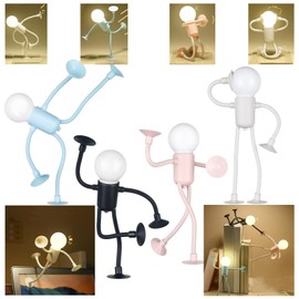 Changeable Shape Funny Sportsman Night Light, Suction Cup Bendable Mini Night Light, Table Top Decorative Night Light, Suitable for Bedroom,Bathroom,Corridor,Kitchen (4*Color mixes)