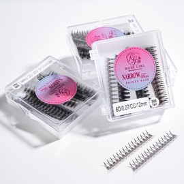 ROSE GIRL 500 Ultra Speed Promade Fans-Natural Look Handmade Volume Eyelash-Narrow Loose Eyelash 3D-16D C CC D Curl-False Lashes Extensions-Thickness 0.03~0.1mm-8~20mm Length(8D-D-0.07 (11 mm))