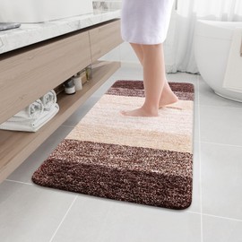Arotive Microfiber Bathroom Rugs, Shaggy Soft and Absorbent Bath Rug, Non-Slip, Thick Plush Machine Washable Dry Bath Mats for Bathroom, Tub and Shower, 44x24, Brown