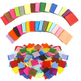 CCINEE CCINEE 12000 Pcs 1 Inch Tissue Paper Squares, 30 Assorted Colors Art Rainbow Tissue Paper Multicolor Tissue Mosaic Squares for Arts Craft Classroom DIY Project Scrapbooking Party Supply