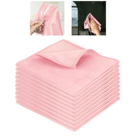 Beaface Microfibre Cleaning Cloths 10 Pack, Glass Cleaning Cloths Lint Free Scratch Free, Polishing Cleaning Cloths for Glass Windows Screens Mirrors, 30 x 30cm Blue (Pink 1)