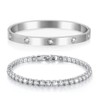Tennis Bracelet Women's Zirconia Bangle 2 Pieces Bracelet for Women