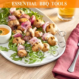 25pcs Kebab Skewers, 30cm Metal Barbeque Skewers Stainless Steel Reusable BBQ Grilling Kabob Skewer for Oven Grill Kabob Rotisserie Meat Vegetables