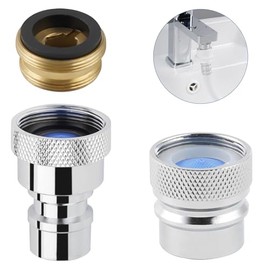 2 Pcs Portable Dishwasher Faucet Adapter, Metal Sink Faucet Aerator Adapter for Dishwasher, 55/64-27 Female and 15/16-27 Male Thread for Kitchen/Bathroom/Rvs, Easy to Install, Chrome