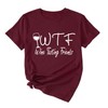 Women WTF Wine Tasting Friends Tshirt (Red,Medium,Medium,Female,Adult,US,Alpha,Regular,Regular)