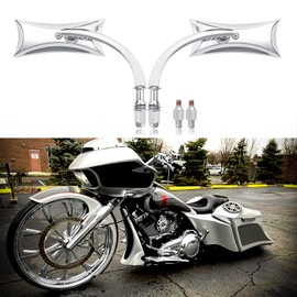 8mm 10mm Chrome Motorcycle Rectangle Rearview Mirrors Compatible with Harley Davidson Dyna Softail Sportster Iron 883 Touring Electra Street Glide Road king chopper