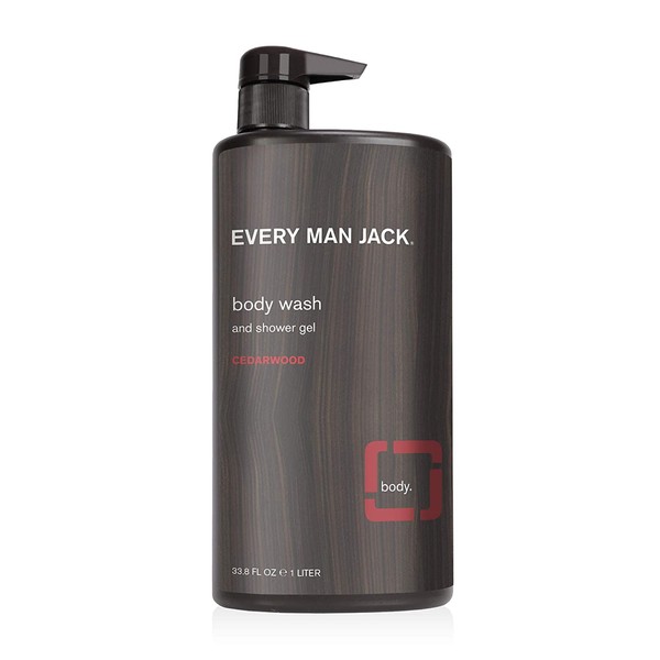 Every Man Jack Men's Body Wash | 33.8-ounce - 1 Bottle | Naturally Derived, Parabens-free, Pthalate-free, Dye-free, and Certified Cruelty Free (Cedarwood)
