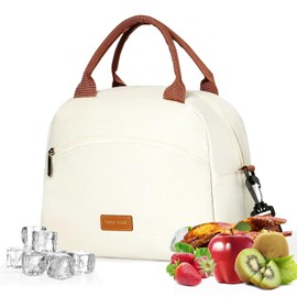 Bolsa de Almuerzo,Lonchera termica para mujer Hombre,Bolsa para el Almuerzo Prueba de Fugas, Impermeable y Térmica,Gran capacidad,Correa Ajustable Para Hombro,para Picnic,oficina,Camping (Beige)