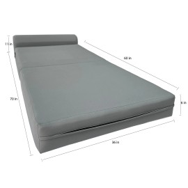 Danfuton Gray Sleeper Chair Folding Foam Beds, Portable Studio Guest Bed 6 x 36 x 70