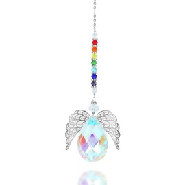 1 Pcs Sun Catcher AB Color Crystal Angel Wing Pendant Handmade outdoor holiday hanging ornament crystal suncatcher hanging crystals