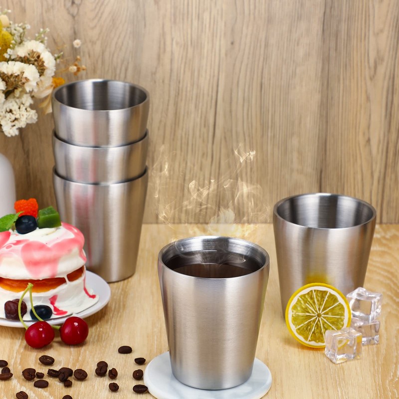 Amyhill 12 Pieces Stainless Steel Cups Double Wall Tumbler Glasses