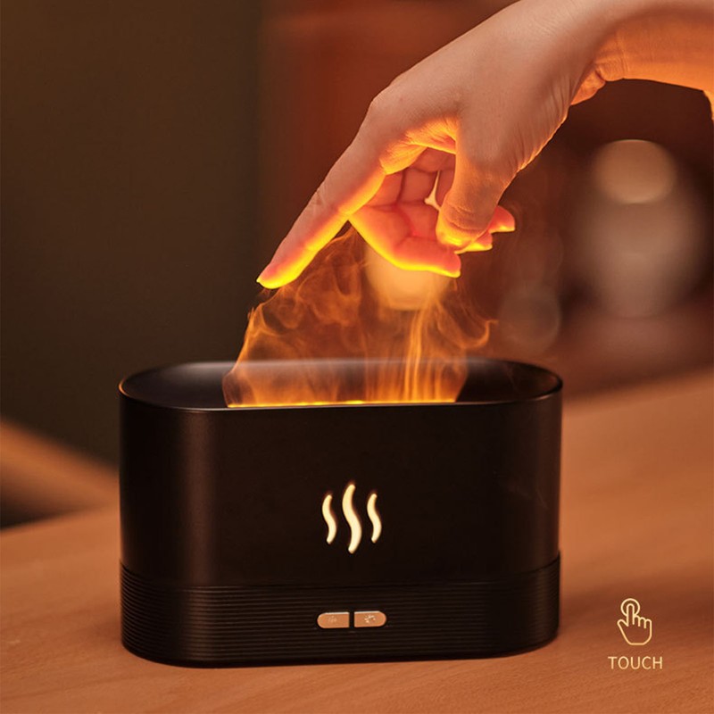 Flame Aroma Humidifier Ultrasound Colorful LED Ambient Lighting 180ml Portable