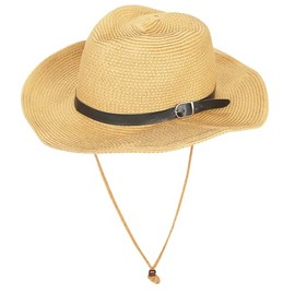 Panama Cowboy Straw Hat With Leather Band - Retro Western Riding Wide Brim Cap for Men and Women - Windproof Rope, Rollable Fedora for Summer Beach Sun Protection