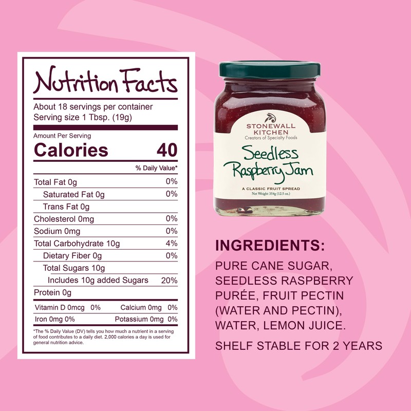 Stonewall Kitchen Seedless Raspberry Jam, 12.5 Ounces