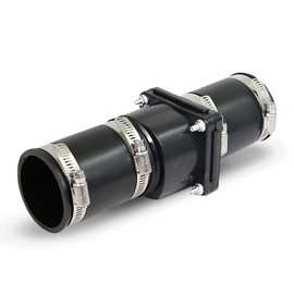 SUPPLY GIANT TQDW44 Plastic Sump Pump Check Valve with PVC Adapters and Stainless Steel Clamps, 2"x 2", Black