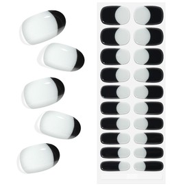 Semi Cured Gel Nail Stickers Salon-Quality Semicured Gel Nail Wraps Long Lasting Semi-Cured Gel Nail Strips for Women Manicure (Black French M087)