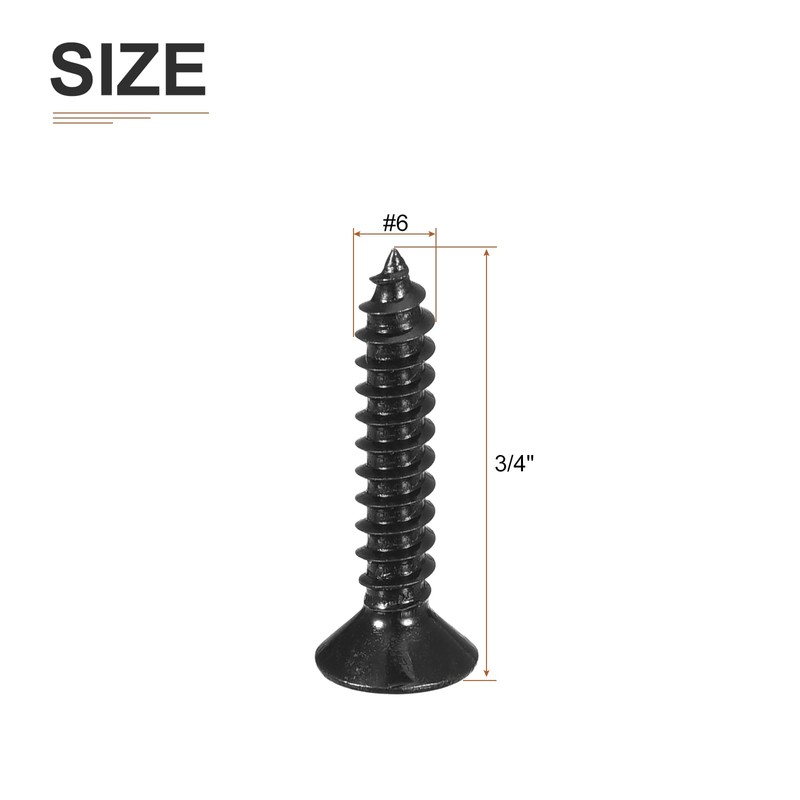DTGN 100Pcs #6x3/4" Flat Head Wood Screws, Carbon Steel Phillips