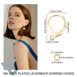 Beebeecraft 1 Box of 20 Ear Hooks with 24 K Gold-Plated Earring Hooks 15.6 x 10 mm Earring Clip Earring Connector with 20 Pieces Open Jump Rings for Jewellery Making