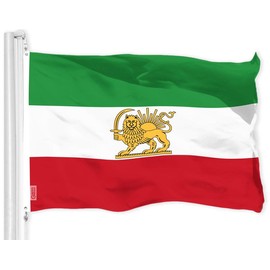 G128 Iran Lion Iranian Lion Flag | 3x5 Ft | LiteWeave Pro Series Printed 150D Polyester | Country Flag, Indoor/Outdoor, Vibrant Colors, Brass Grommets, Thicker and More Durable Than 100D 75D Polyester