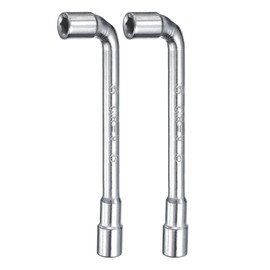 HARFINGTON 2pcs L Shaped Angled Hex Socket Wrench 6mm 45# Steel Double Ended Metric 6 Point Tubular Socket Spanner for General Repairing, Pipeline, Bicycle Car Maintenance