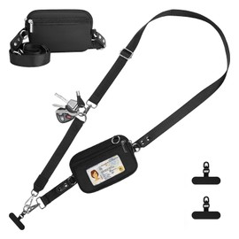 RDGDFONG 3 in 1 Phone Lanyard with Detachable Wallet - Adjustable Crossbody Neck Strap, Universal Clip for Phone/Keys/Cards (Black)