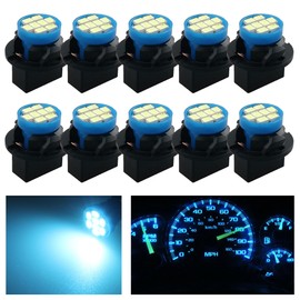 Atmufelp Light blue T10 194 168 LED Dashboard Instrument Panel Light Bulbs, 10Pcs, Super Bright 12V 8-SMD Chipset with Twist Lock Socket for Gauge Cluster Replacement
