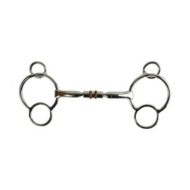 AK AKRS-2617 Universal Loose Ring Rotary Double Cooper Roller Snaffle Horse Bit (4.50 Inch, Silver)