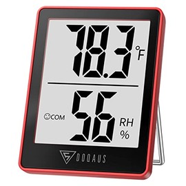 DOQAUS Digital Hygrometer Indoor Thermometer Humidity Gauge Room Thermometer with 5s Fast Refresh Accurate Temperature Humidity Monitor for Home, Bedroom, Baby Room, Office, Greenhouse, Cellar, Red