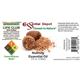 Nutmeg Essential Oil - 4 oz - GC/MS Tested - Supplied in 4 oz. Amber Glass Bottle with Black Phenolic Cone Lined and Safety Sealed Cap