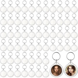 60 piezas de Llaveros Acrílicos de Foto, Marco de Fotos Transparente en Blanco, Llaveros Con Anilla de Apertura. Llavero Personalizado Para Regalos de Cumpleaños, Bebés y Bodas, DIY Llaveros