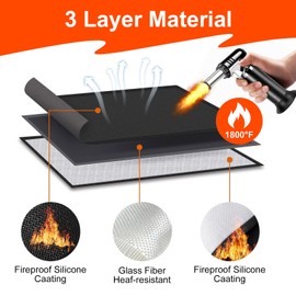 Alckijy BBQ Grill Mat - Heavy Duty Degree Non-Stick Grill Mats for Outdoor Grilling,100*150cm Outdoor BBQ Grill Fireproof Mat,Grass Protection Mats,Fire Pit Mat for Decking,Indoor Fireplace Fire Mat