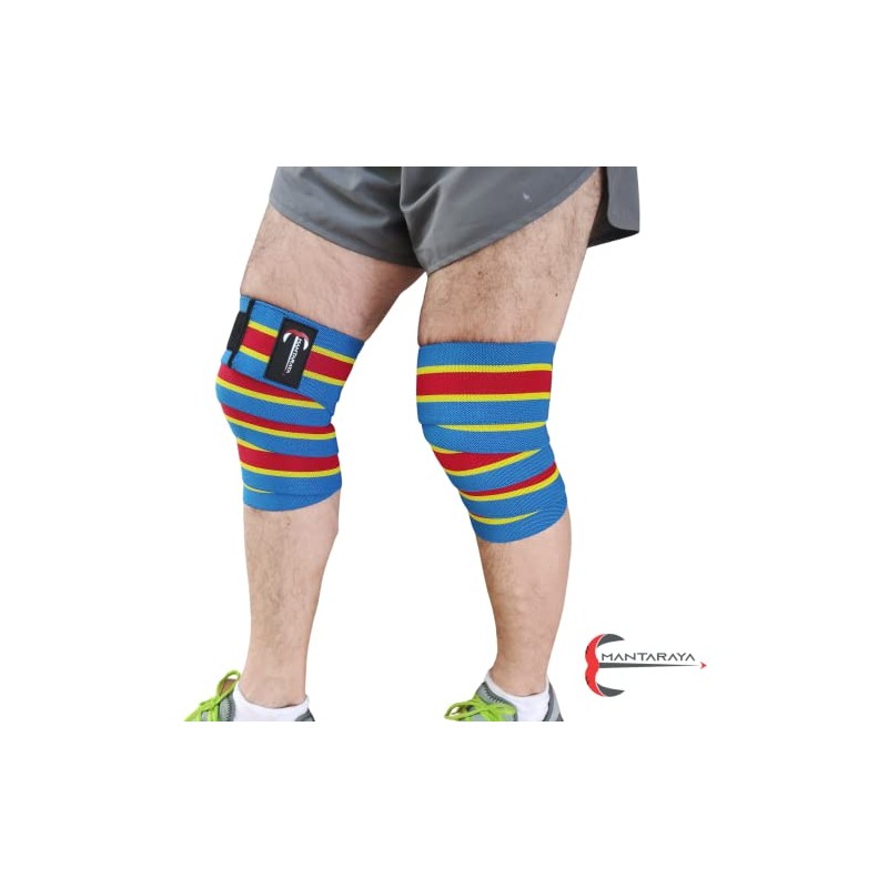 Manta Raya Knee Wraps Vendas elásticas de Compresion Gym levantamiento
