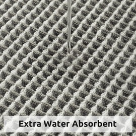 Waffle Bathroom Runner Rug, Non Slip Super Absorbent Bath Mat Runner Unique Two Tone Waffle Quick Dry Long Bathroom Mat Washable Runners for Hallways Entryway Bedroom Kitchen Under Sink, 2' x 4'