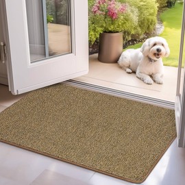 Mibao Indoor Door Mat, 20" x 31.5", Dirt Trapper Entrance Doormat, Non-Slip Low Profile Mat, Dog Door Mat, Super Absorbent Welcome Mat for Front Door, Back Door, Shoe Scraper, Brown