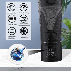 Wenosda Electric Protein Shaker, 700ml Automatischer Protein Mixer, Shaker Proteinshake USB Wiederaufladbar, Elektrischer Eiweiß Shaker mit Bürste BPA-frei Premium Eiweißshaker für Fitness Sport Yoga