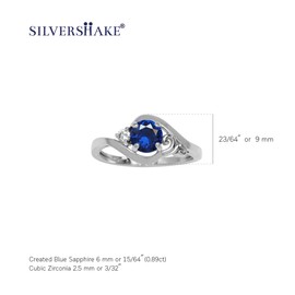 Silvershake Created Sapphire Blue and White Cubic Zirconia Gold Plated 925 Sterling Silver Engagement Ring Size 6