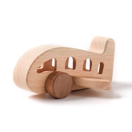 Aeroplane Wooden Toy Made of Natural Wood for Boys and Girls from 1 Year - Baby Toy and Children's Toy (Handmade) - Toy Baby, Children BPA-Free, Sustainable 11 x 5 cm