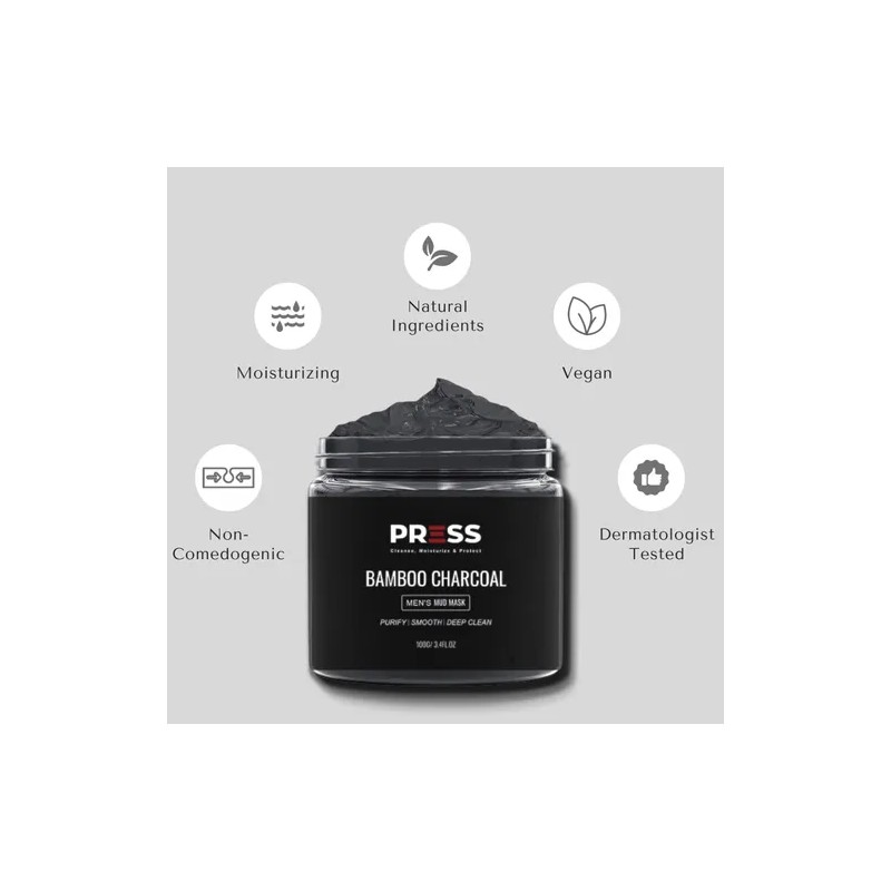 Mascarilla Facial De Carbón De Bambú Press Skincare Mascar
