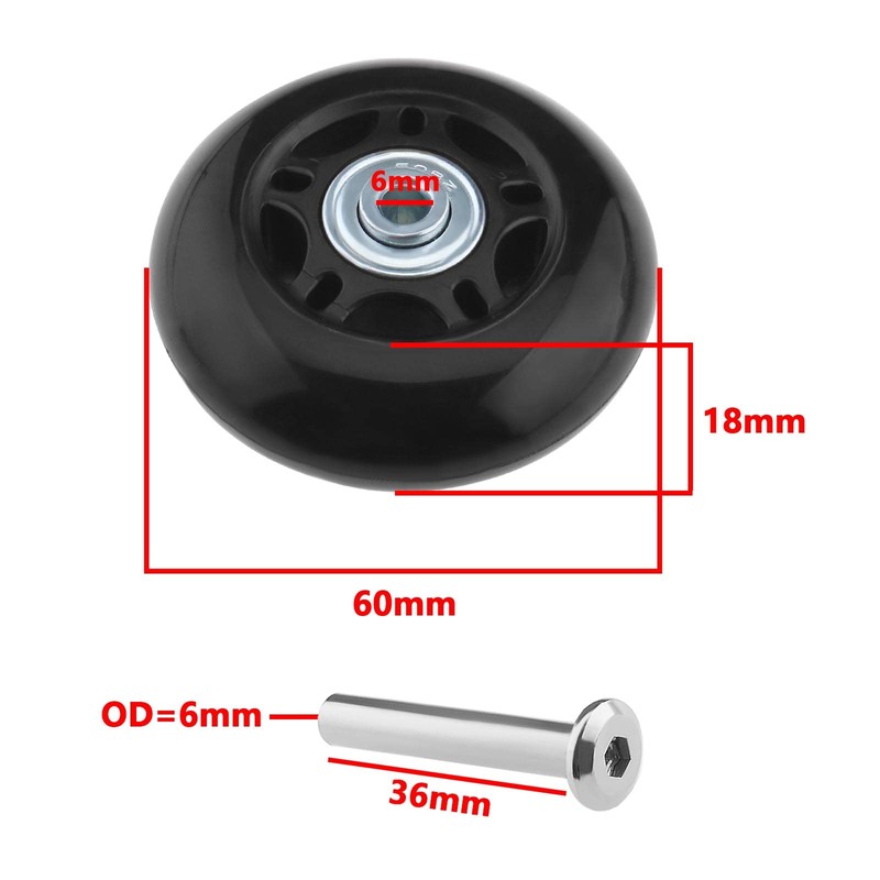SG Store 2 Sets 60 x 18 mm Luggage Wheels