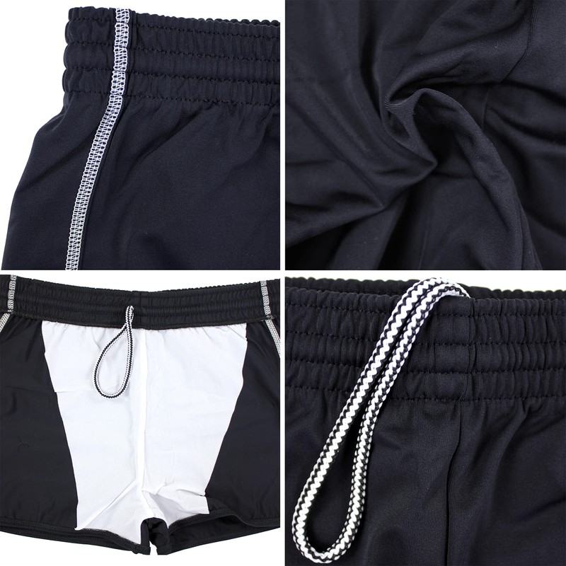 Aquarti Men's Swimming Trunks with Drawstring Elastic Waistband Black/Ecru, Size: