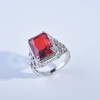 Gixaxak Elegant Huge Tanzanite 925 Silver Ruby Ring Emerald-Cut AAA