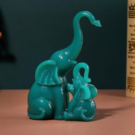 Seyee-bro - Estatuas de elefante para decoración del hogar, regalo de riqueza, figura de elefante de la suerte, escultura coleccionable para estantes, sala de estar y recámara