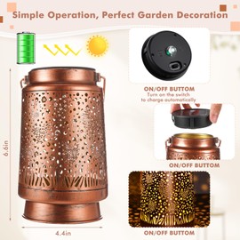 Glooglitter 1 Piece Chicken Solar Lanterns Outdoor Waterproof Hanging Solar Lights Gifts Yard Decor Lamp Metal Decorative LED Lanterns for Yard Patio Lawn Tabletop Garden